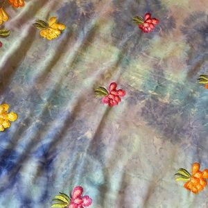 Georgette stonewashed blue embroidered sari and blouse